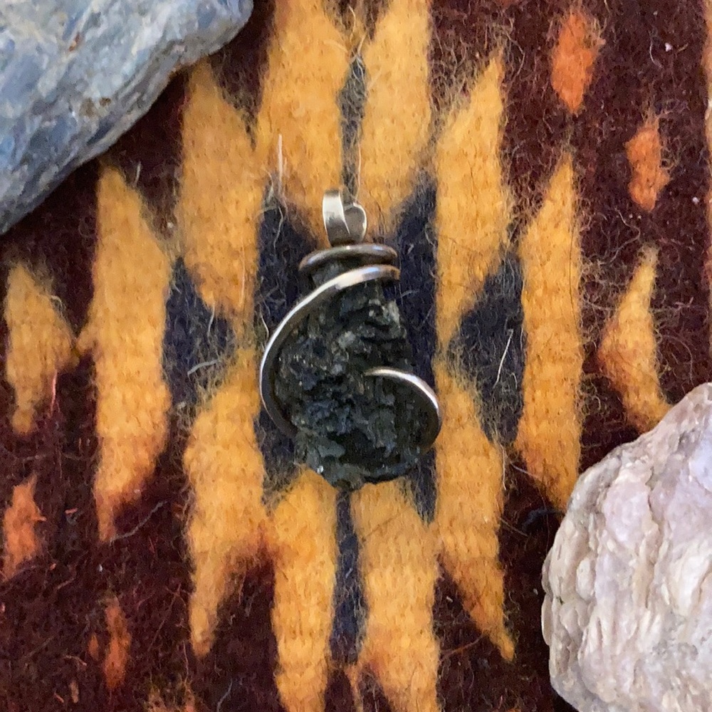 Genuine, Hand-crafted, Raw Moldavite Pendant